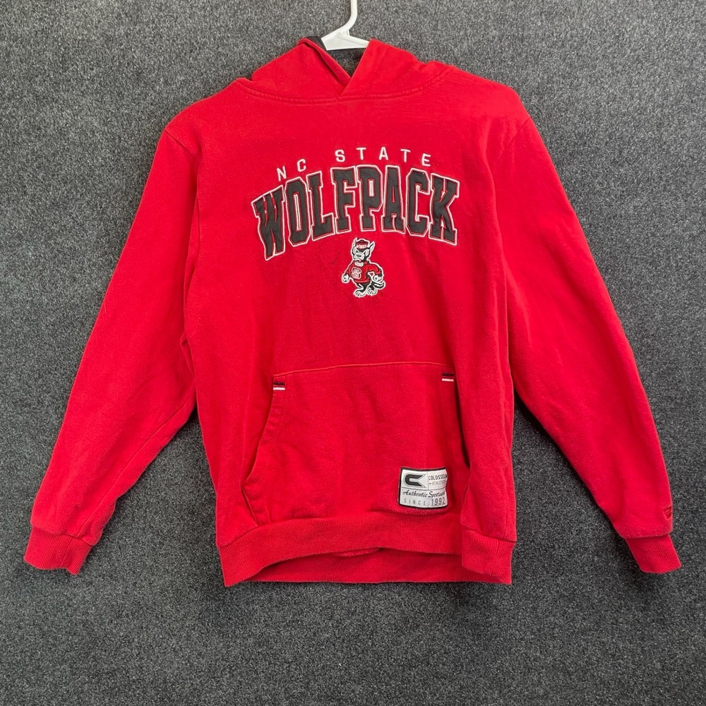 Colosseum NC State Wolfpack Mascot Graphic Hoodie Youth Large Red